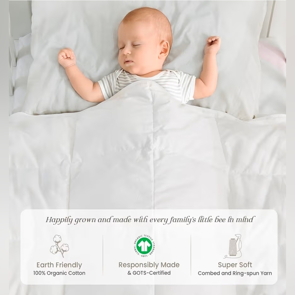 NIB Goose Down 750+ FP Crib Comforter Duvet Organic Cotton Toddler Size 41 X 48 - Picture 5 of 8